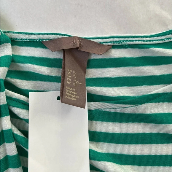 H&M Striped Long Sleeve Top Womens XL Green Tee Soft Stretch NWT - Picture 7 of 9